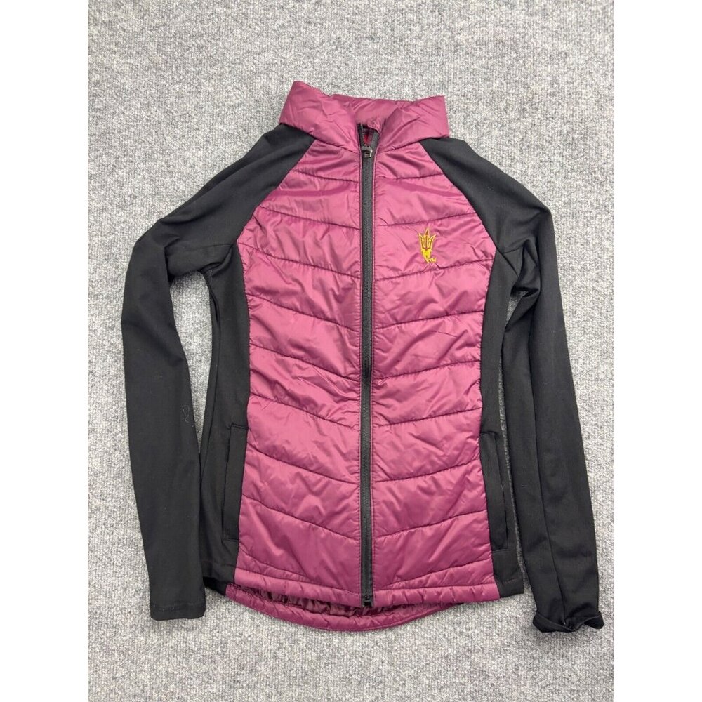Arizona State Sun Devils Zip Jacket‎ Women's XS Maroon Black Pockets Puffer